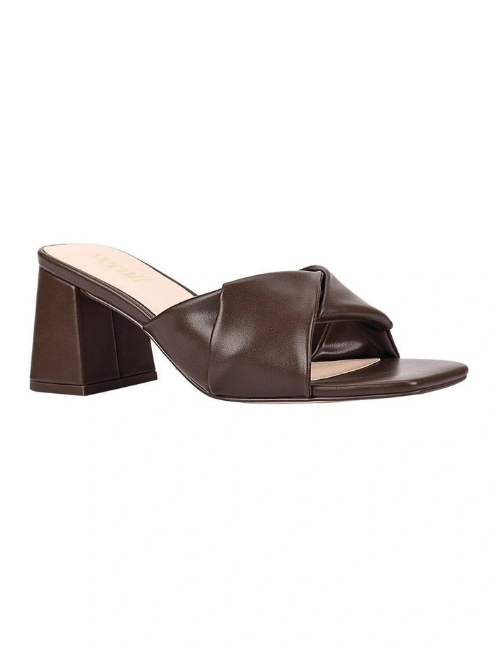 Stella Block Heel Mules in Chocolate Brown image 3
