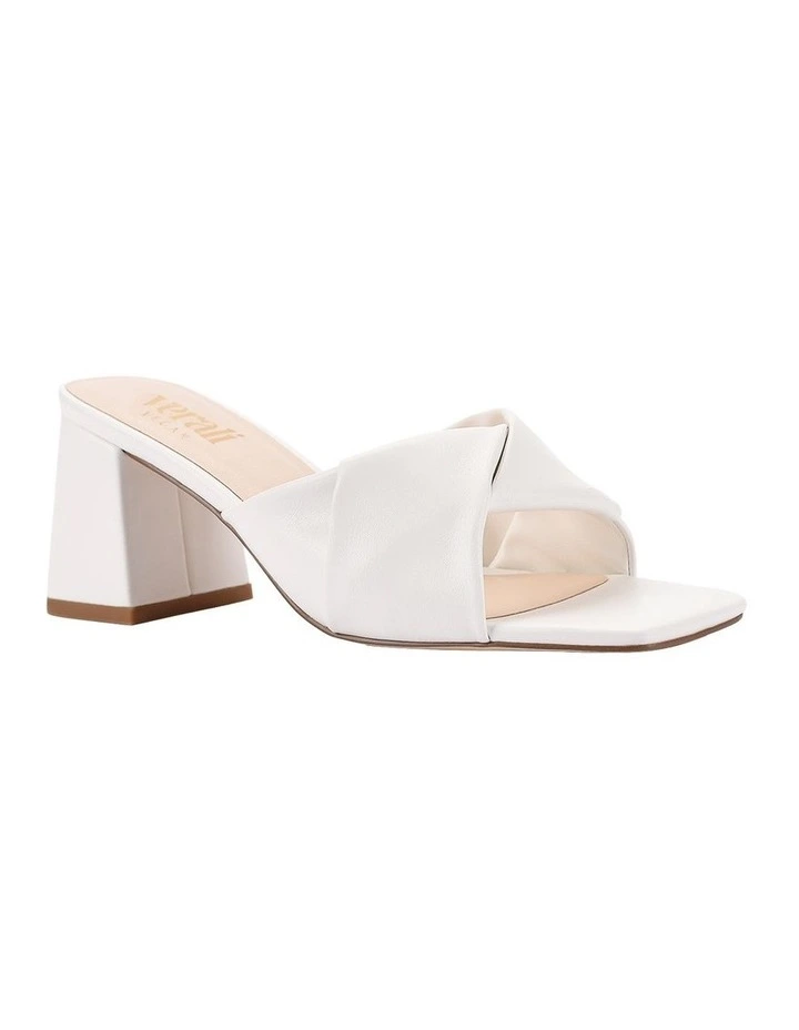 Stella Block Heel Mules in Chalk White image 2