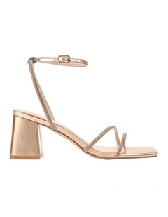 Strawberry Block Heel Sandals in Rose Gold