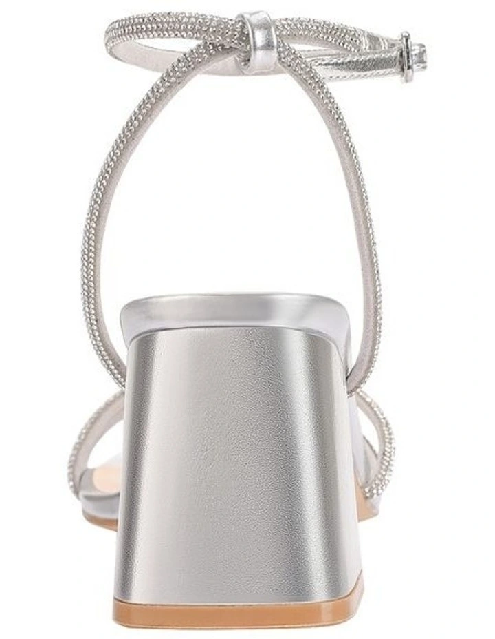 Strawberry Block Heel Sandals in Silver image 3