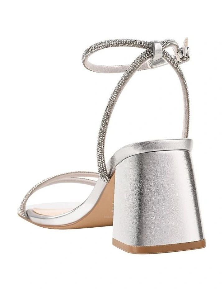 Strawberry Block Heel Sandals in Silver image 4
