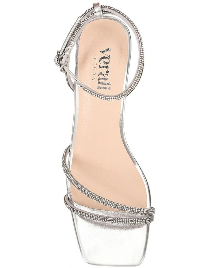 Strawberry Block Heel Sandals in Silver image 5
