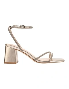 Strawberry Block Heel Sandals in Champagne Gold