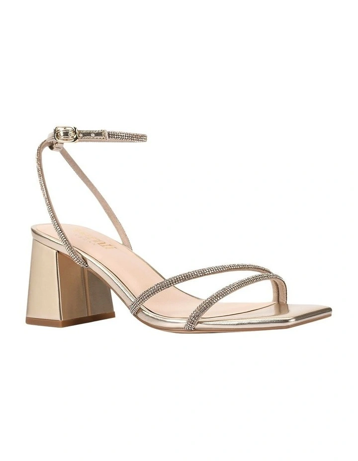 Strawberry Block Heel Sandals in Champagne Gold image 3