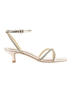 Ally Kitten Heel Sandals in Champagne Gold