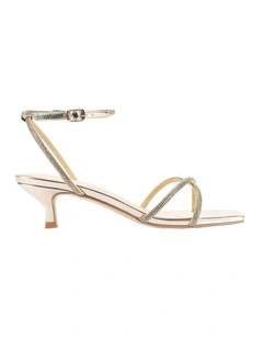 Ally Kitten Heel Sandals in Champagne Gold