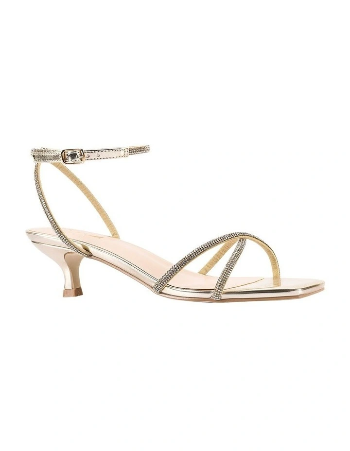 Ally Kitten Heel Sandals in Champagne Gold image 2