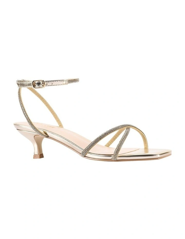 Ally Kitten Heel Sandals in Champagne Gold image 3