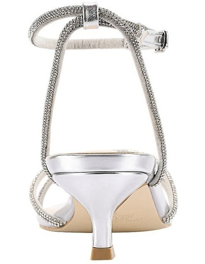 Ally Kitten Heel Sandals in Silver image 3