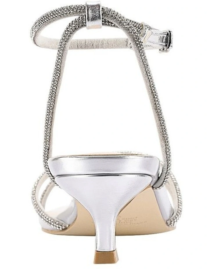 Ally Kitten Heel Sandals in Silver image 4