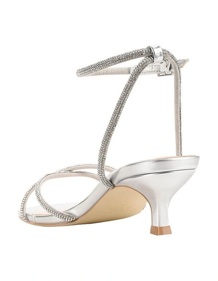Ally Kitten Heel Sandals in Silver image 5