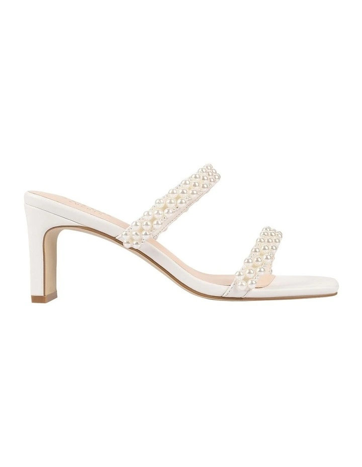 Gigi Block Heel Mules in Chalk White Pearl image 1