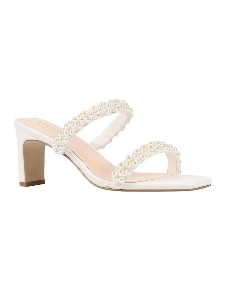 Gigi Block Heel Mules in Chalk White Pearl image 2