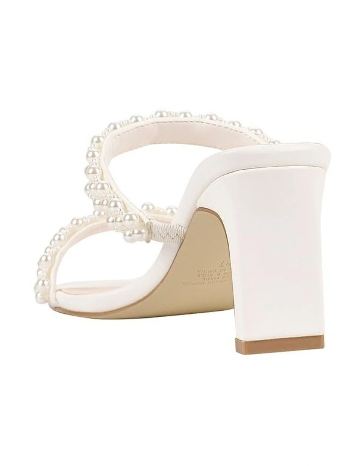 Gigi Block Heel Mules in Chalk White Pearl image 4