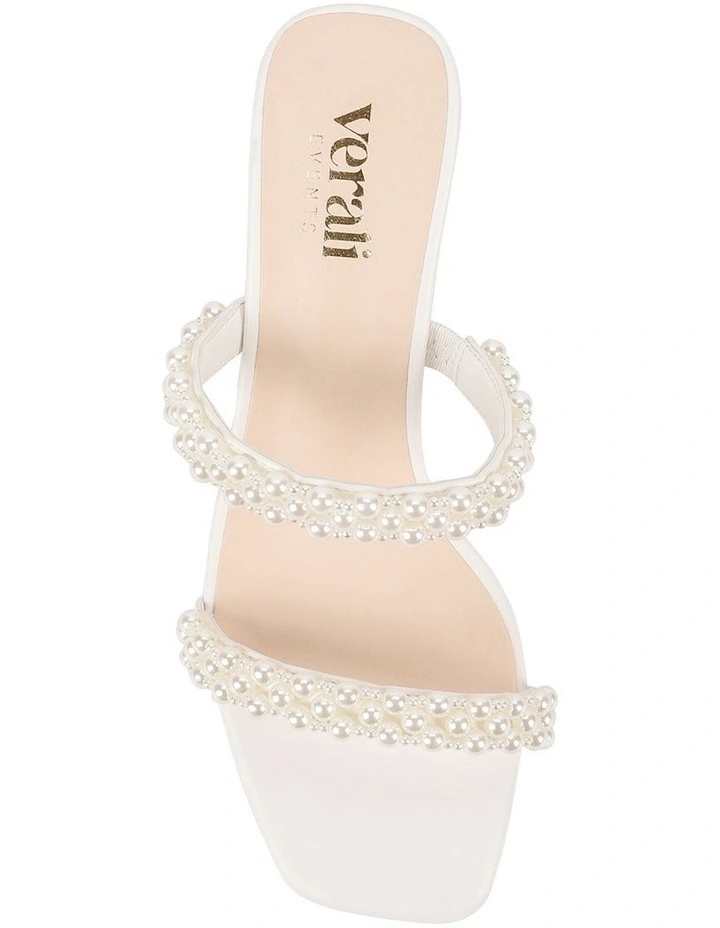 Gigi Block Heel Mules in Chalk White Pearl image 5