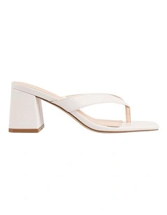 Stoked Block Heel Thongs in Chalk White