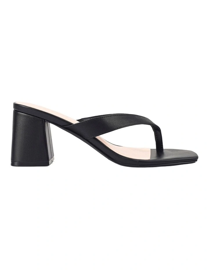 Stoked Block Heel Thongs in Black image 1