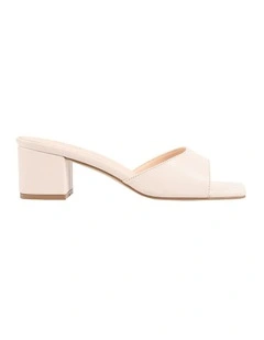 Wednesday Block Heel Mules in Bone
