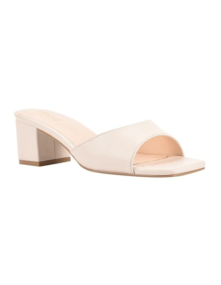 Wednesday Block Heel Mules in Bone image 3