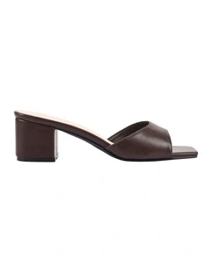 Wednesday Block Heel Mules in Chocolate Brown
