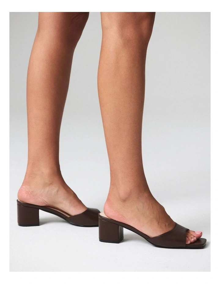 Wednesday Block Heel Mules in Chocolate Brown image 2