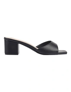 Wednesday Block Heel Mules in Black