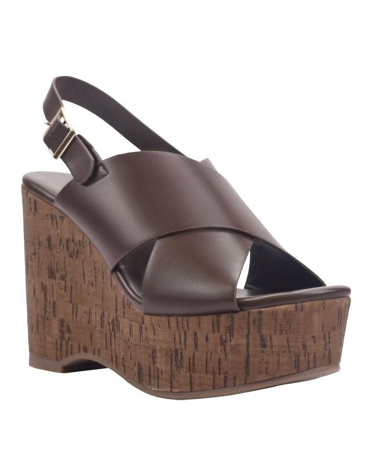 June Platform Wedges in Chocolate Brown image 2