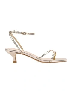 Alex Kitten Heel Sandals in Champagne Gold