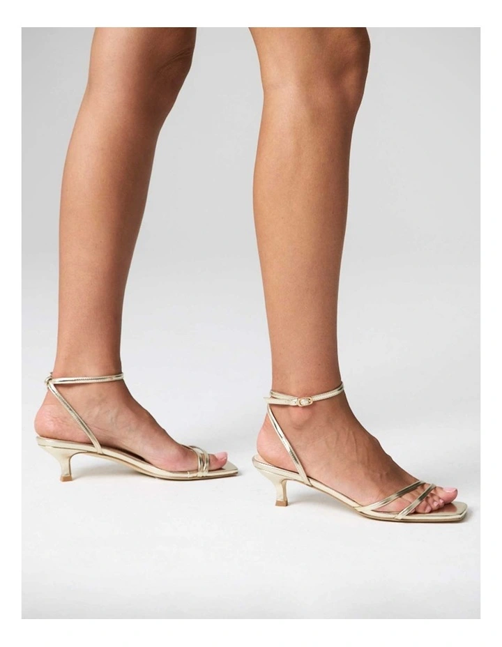 Alex Kitten Heel Sandals in Champagne Gold image 2