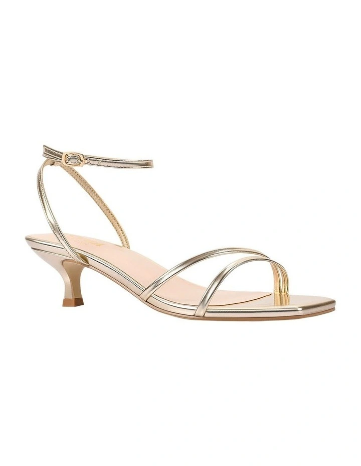 Alex Kitten Heel Sandals in Champagne Gold image 3