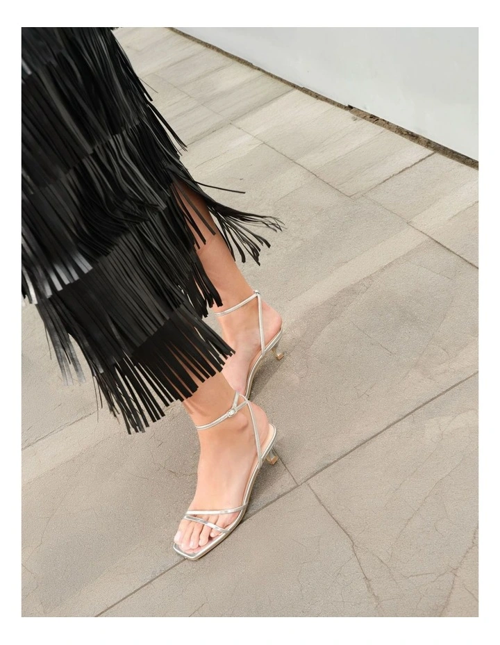 Alex Kitten Heel Sandals in Silver image 2