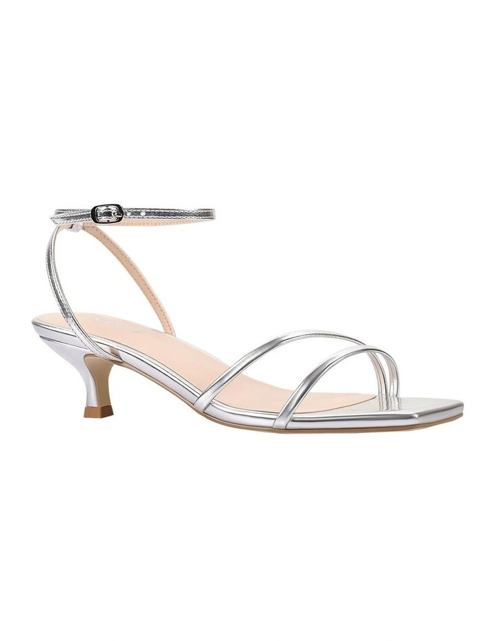 Alex Kitten Heel Sandals in Silver image 3