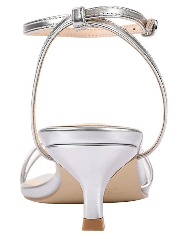 Alex Kitten Heel Sandals in Silver image 4
