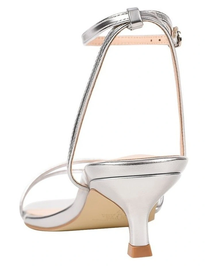 Alex Kitten Heel Sandals in Silver image 5