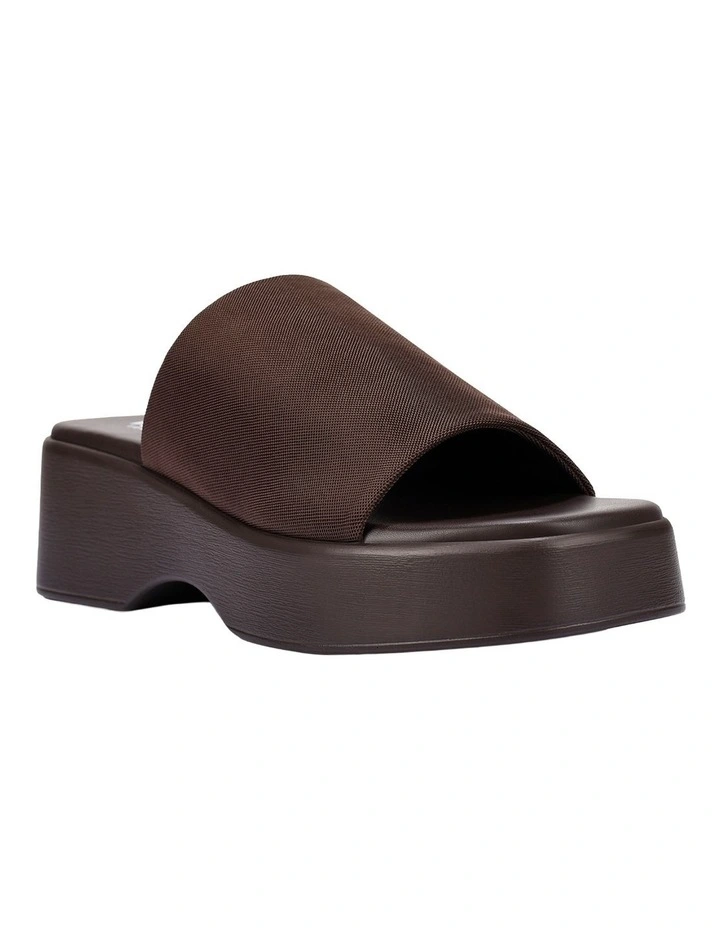 Cherry Flatform Slides in Chocolate Brown image 2