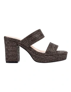 Herbet Platform Heels in Chocolate Brown Raffia