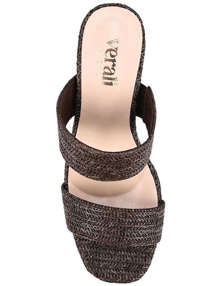 Herbet Platform Heels in Chocolate Brown Raffia image 5