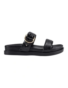 Oslo Slides in Black Croc