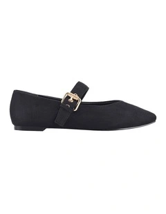 Europe Mary-Jane Flats in Black Micro