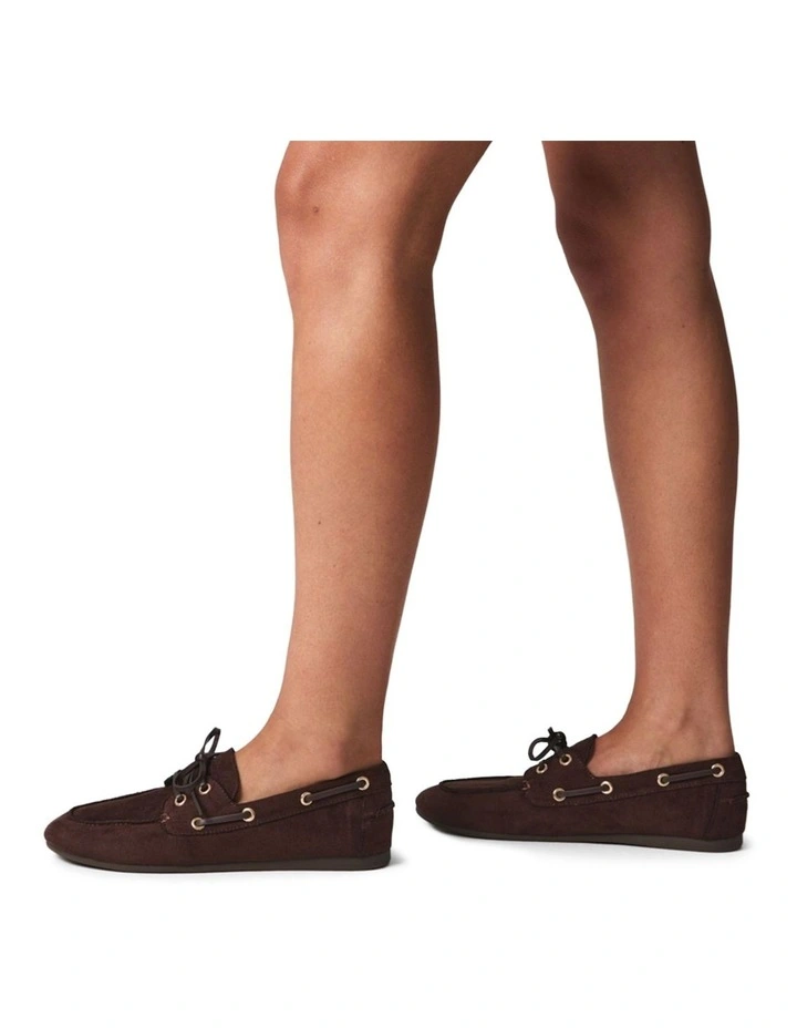 Brody Boat Shoes in Chocolate Brown Micro image 2