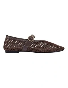 Eunice Mary-Jane Flats in Chocolate Brown