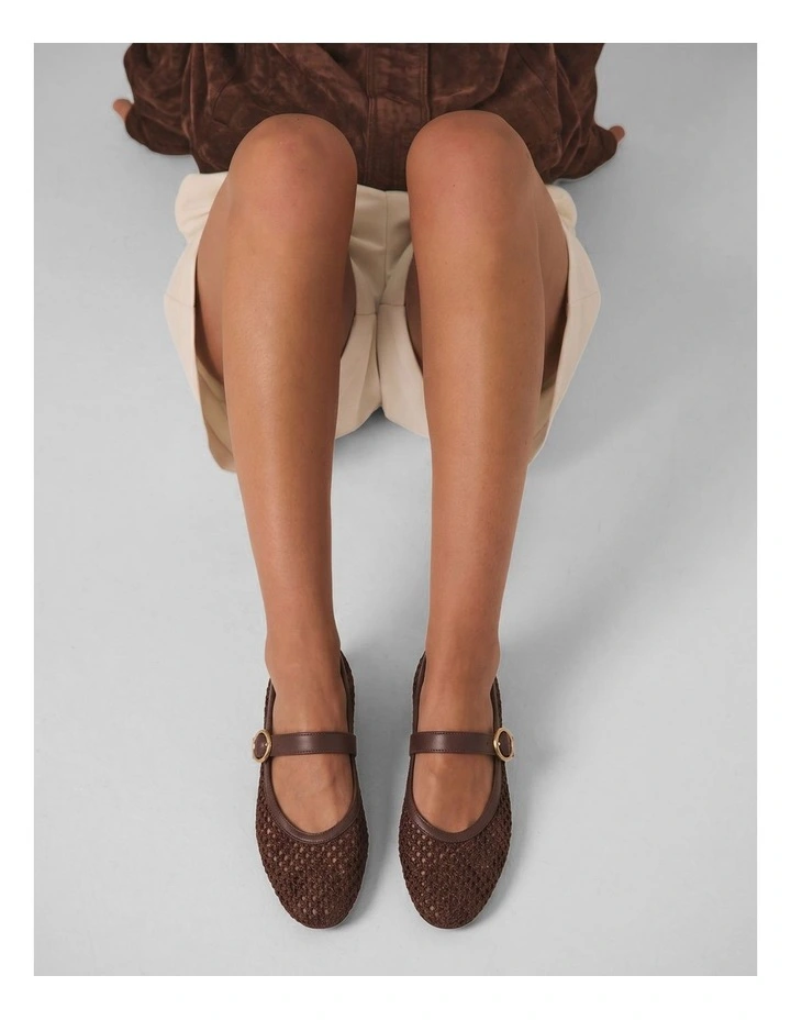 Eunice Mary-Jane Flats in Chocolate Brown image 2