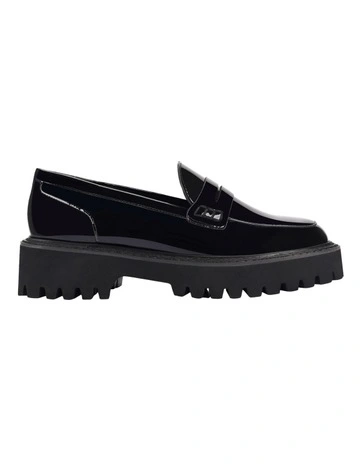Neon Chunky Loafers in Black Patent