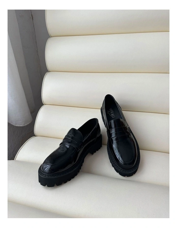 Neon Chunky Loafers in Black Patent image 2