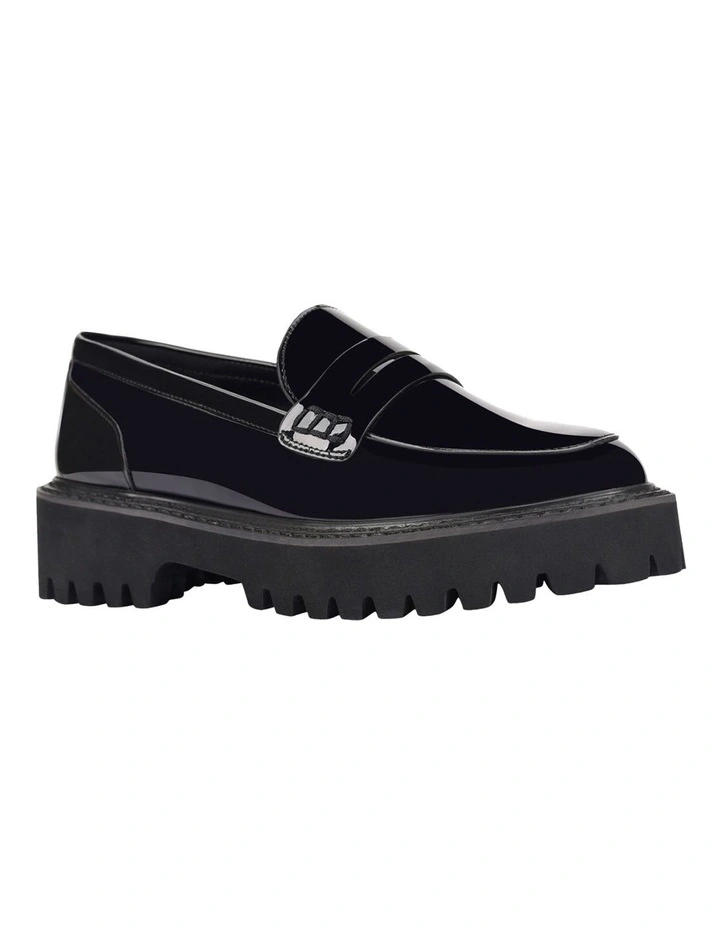 Neon Chunky Loafers in Black Patent image 3