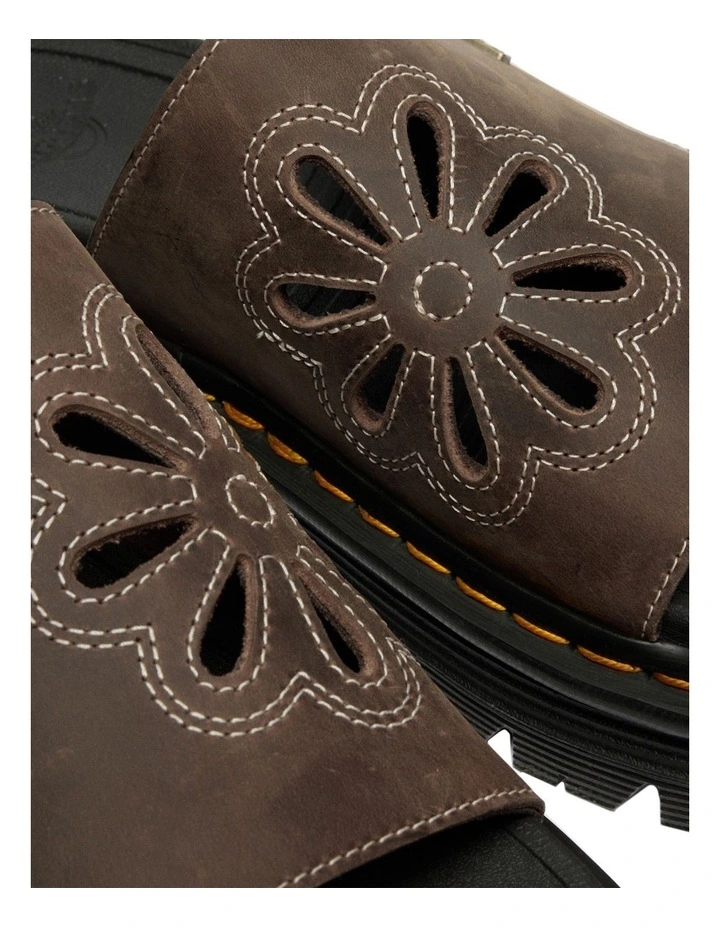 ZebZag Dunnet Flower Slide in Dark Brown Crazy Hor image 2