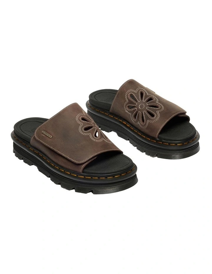 ZebZag Dunnet Flower Slide in Dark Brown Crazy Hor image 3