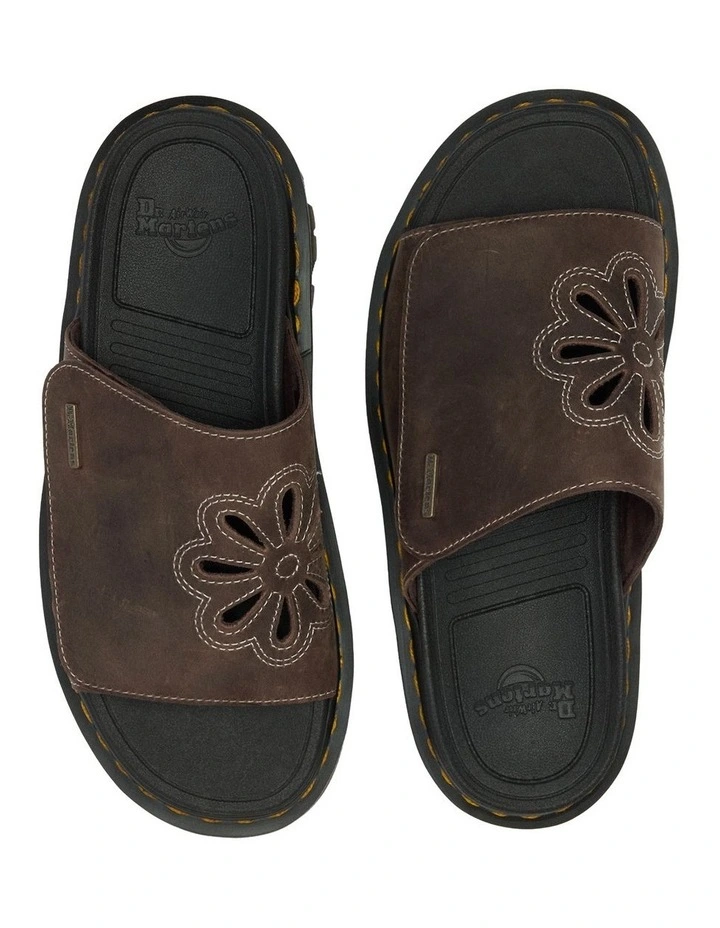 ZebZag Dunnet Flower Slide in Dark Brown Crazy Hor image 7