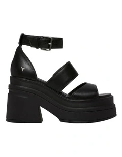 black platform wedge mules