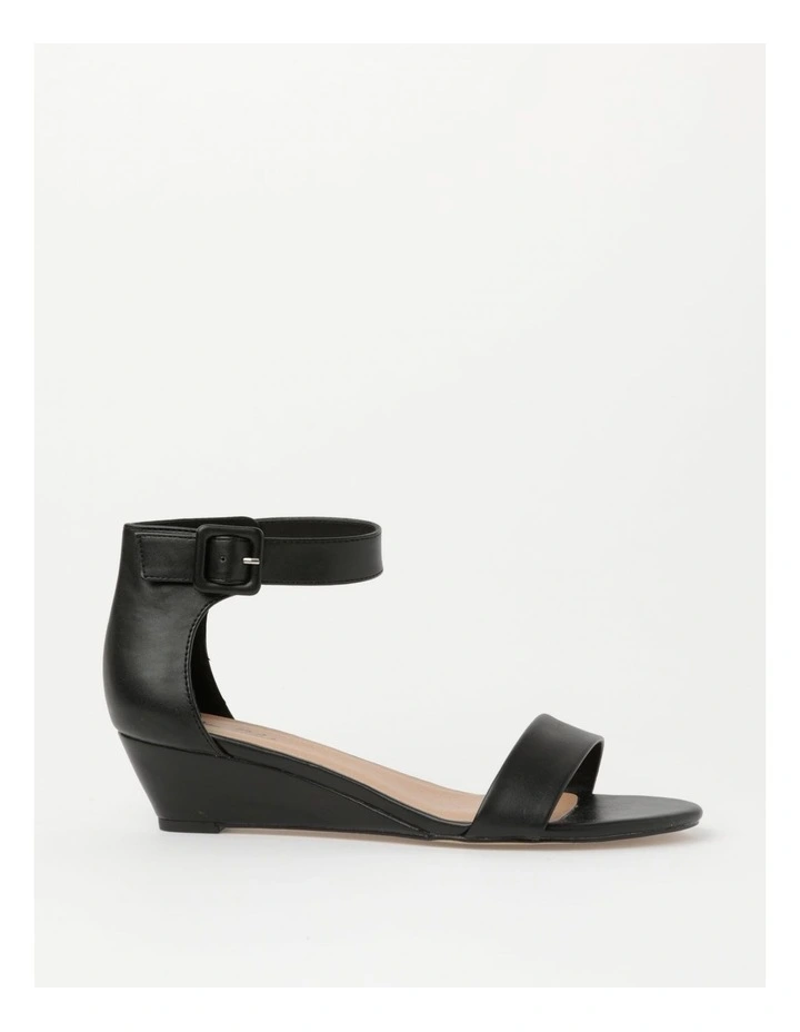 Bridgette Wedged Low Heeled Sandal in Black image 1